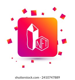 White NFT Digital crypto art icon isolated on white background. Non fungible token. Square color button. Vector