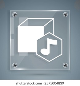 White NFT Digital crypto art icon isolated on grey background. Non fungible token. Square glass panels. Vector
