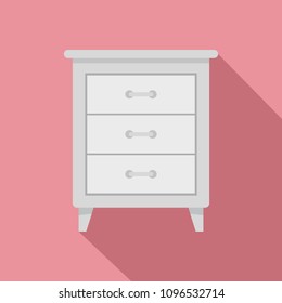 White nightstand icon. Flat illustration of white nightstand vector icon for web design
