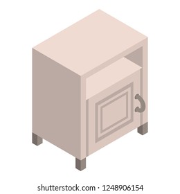 White nightstand icon. Isometric of white nightstand vector icon for web design isolated on white background