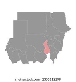 White Nile State map, administrative division of Sudan. Vector illustration.
