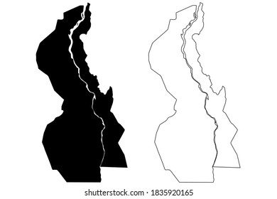 White Nile state (Republic of the Sudan, North Sudan) map vector illustration, scribble sketch White Nile map