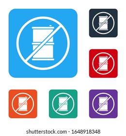 White No barrel for gasoline icon isolated on white background. Diesel gas icon. Set icons in color square buttons. Vector Illustration