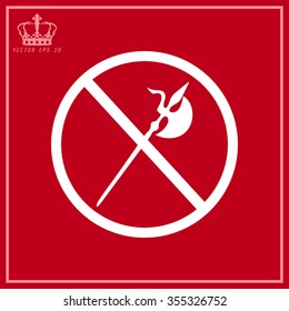 White no knife symbol, no weapon, prohibited symbol 