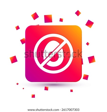 White No meat icon isolated White background. No fast food allowed - vegetarian food. Square color button. Vector