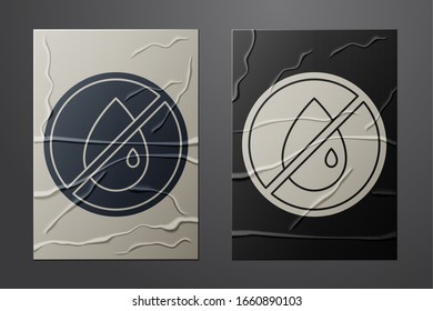 White No oil drop icon isolated on crumpled paper background. Paper art style. Vector Illustration