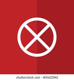 White no parking vector sign. Red background