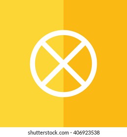 White no parking vector sign. Yellow background
