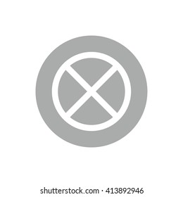 White no parking vector sign. Gray circle. Gray button