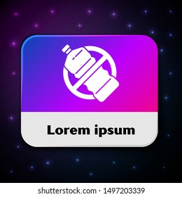 White No plastic bottle icon isolated on black background. Rectangle color button. Vector Illustration