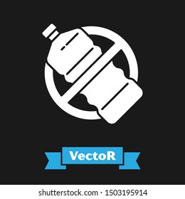 White No plastic bottle icon isolated on black background.  Vector Illustration