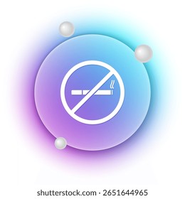 Ícone Branco Não Fumar isolado no fundo branco. Símbolo do cigarro. Fundo de círculo gradiente azul e roxo. Vetor