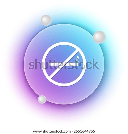White No Smoking icon isolated on white background. Cigarette symbol. Blue and purple gradient circle background. Vector