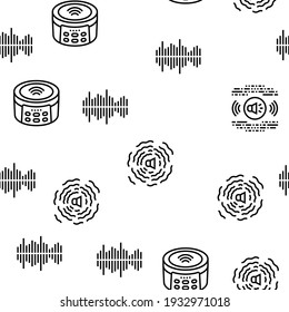 White Noise Hearing Vector Seamless Pattern Thin Line Illustration