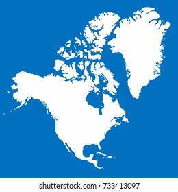 White North America map on blue background, Vector Illustration