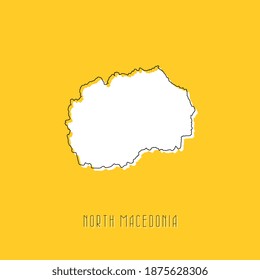 White NORTH MACEDONIA country map with black outline on yellow background. Simple geographic territory template concept. Vector ilustration easy to edit and customize. EPS10
