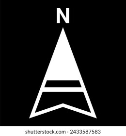 Símbolo blanco del norte. Dirección norte para el mapa.