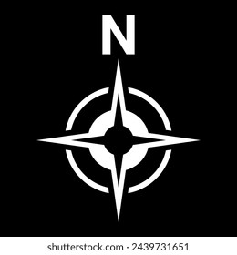 Weißes Nord-Symbol. Richtung Norden für Karte.