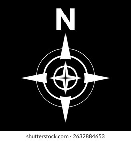 White north symbol for map. Flat compass sign