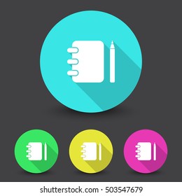 White Note Book icon in different colors set