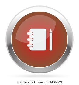 White Note Book icon on red web app button