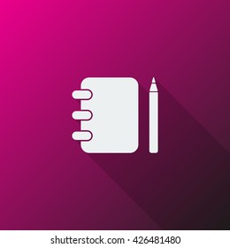 White Note Book icon on pink background