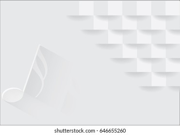 White Note music on white geometric polygonal texture background. 