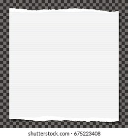 White note, notebook, copybook paper stuck on black squared background.