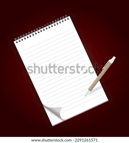 White note pad paper with ripped holes, spiral bound note pad with  writing pen, Checklist on a clipboard paper. Successful completion of business tasks vector illustration