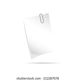 white note with paper clip vector illustration