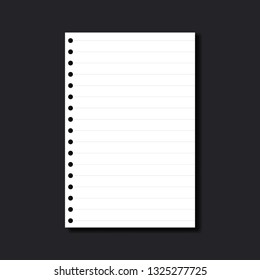White note paper With lines.Vector illustration.