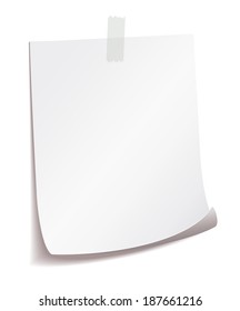 White note paper on white background