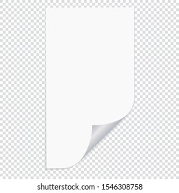 white note paper on transparent background