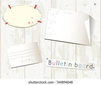 White note paper on the wooden wall board template mockup