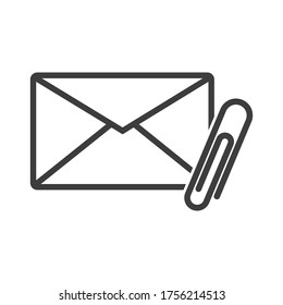 White note paper with paperclip icon isolated on white background. Vector illustration. Eps 10.