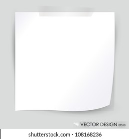 White note paper, ready for your message. Vector illustration.