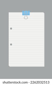 White note paper sheet, letterhead, vector illustration