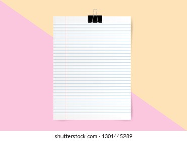 White note paper and space for text on yellow and pink color background, Minimal concept