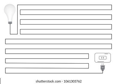 white notebook design whit lamp or bulb and plug on white  background