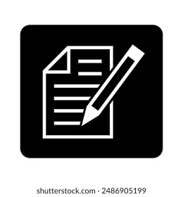 white notebook icon in black square, vector file