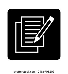 white notebook icon in black square, vector file