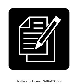 icono de cuaderno blanco en cuadrado negro, archivo de Vector