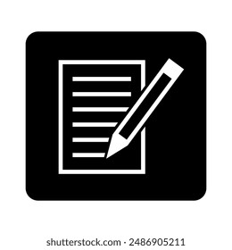 white notebook icon in black square, vector file