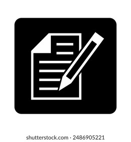 white notebook icon in black square, vector file