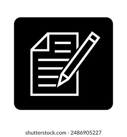 icono de cuaderno blanco en cuadrado negro, archivo de Vector