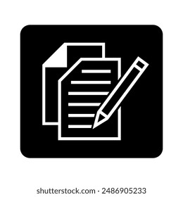 white notebook icon in black square, vector file