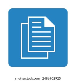 white notebook icon in blue square, vector file