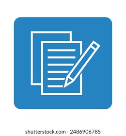 white notebook icon in blue square, vector file