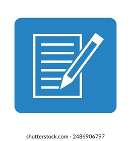 white notebook icon in blue square, vector file