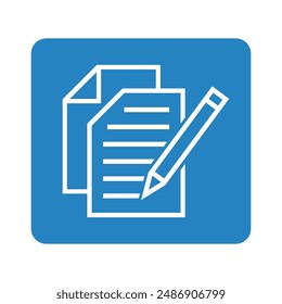 white notebook icon in blue square, vector file
